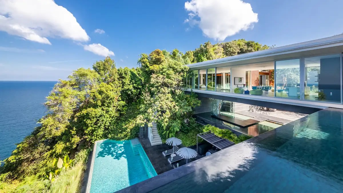 Millionaire's Mile clifftop villas above the Andaman Sea, Kamala Headland, Phuket